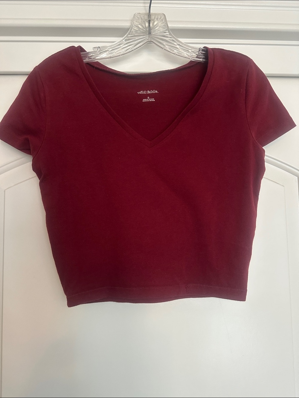 wild fable Burgundy V-Neck Crop Top